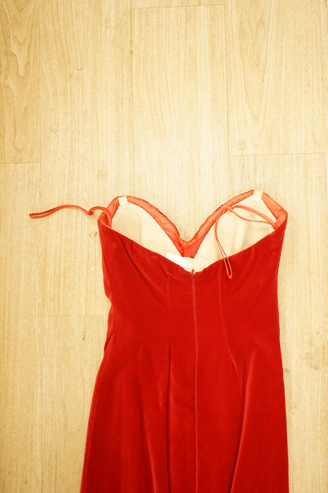 A 1960's/70's evening dress and jacket, with a red velvet dress